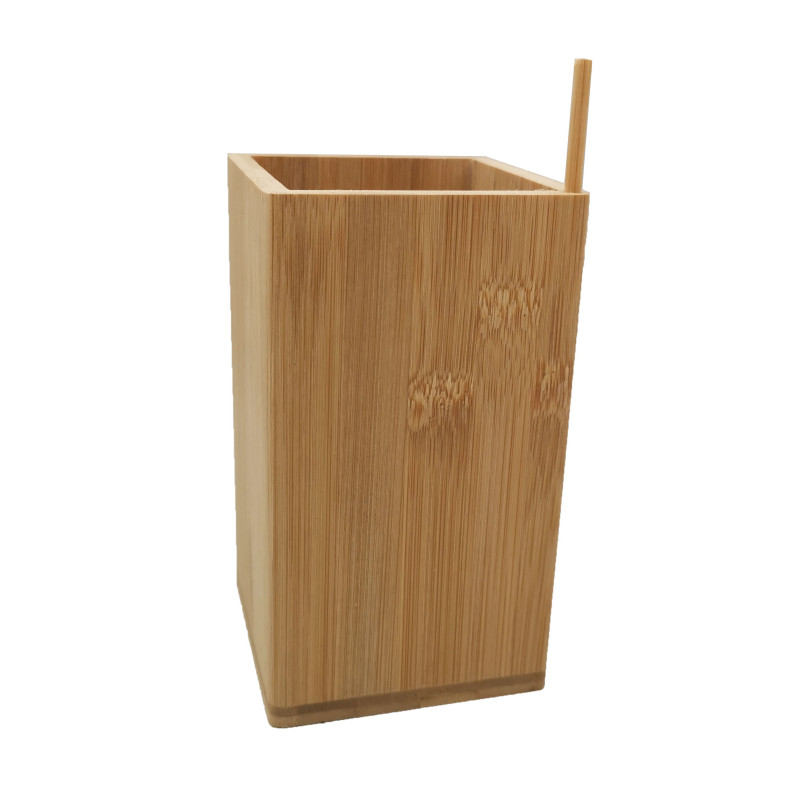 Porte-ustensiles Cuisine Bambou - Pot Comptoir Rangement Couteaux Cuillères - Design Durable éco-responsable - 17,8 X 10,2 Cm - 7