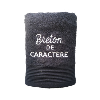 Serviette de toilette noire "Breton de Caractère"