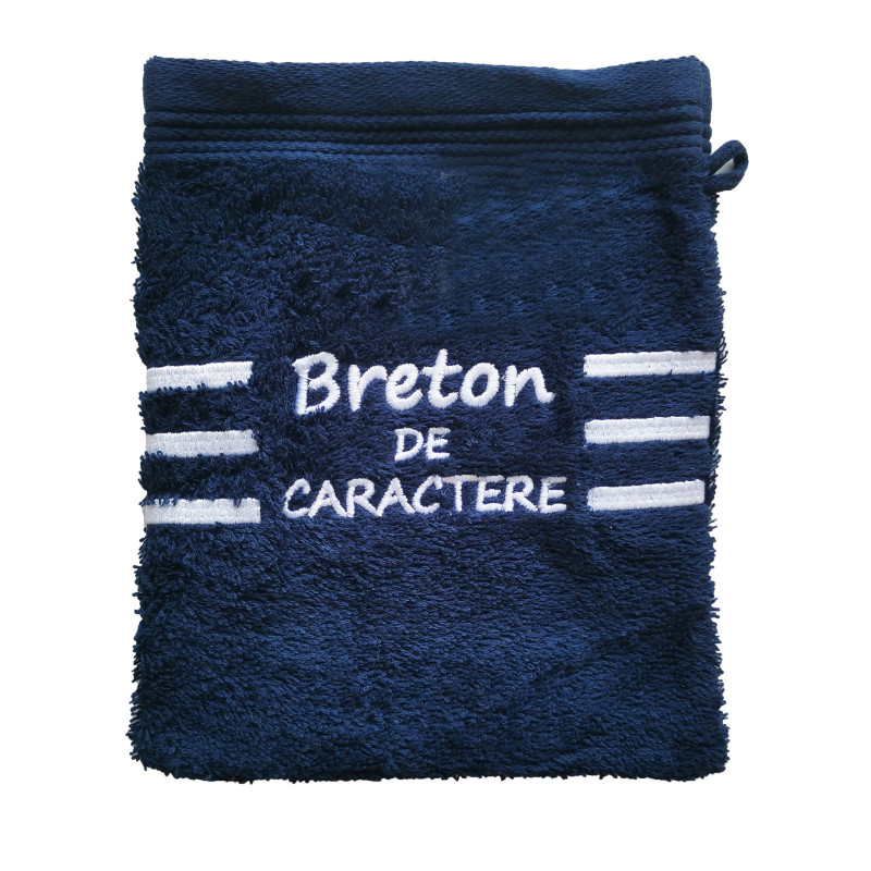 Gant de toilette "Breton de caractère" bleu marine