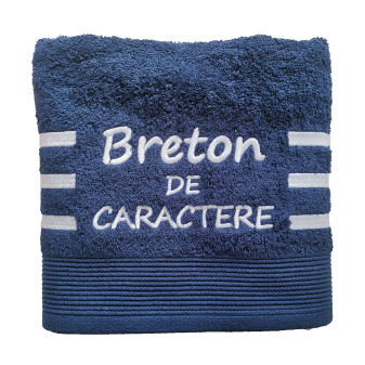 Serviette de toilette "Breton de caractère" bleu marine