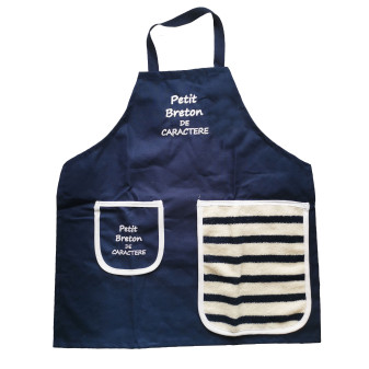 Tablier enfant "Petit Breton de caractère" bleu marine