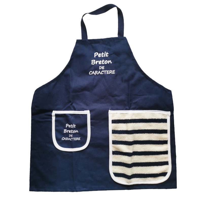 Tablier enfant "Petit Breton de caractère" bleu marine