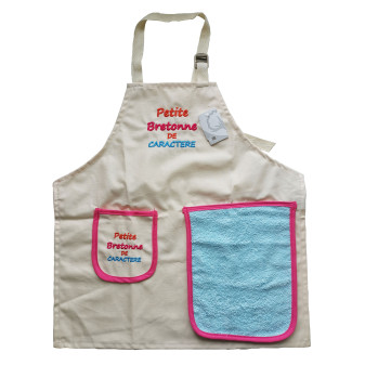 Tablier enfant "Petite Bretonne de caractère" écru