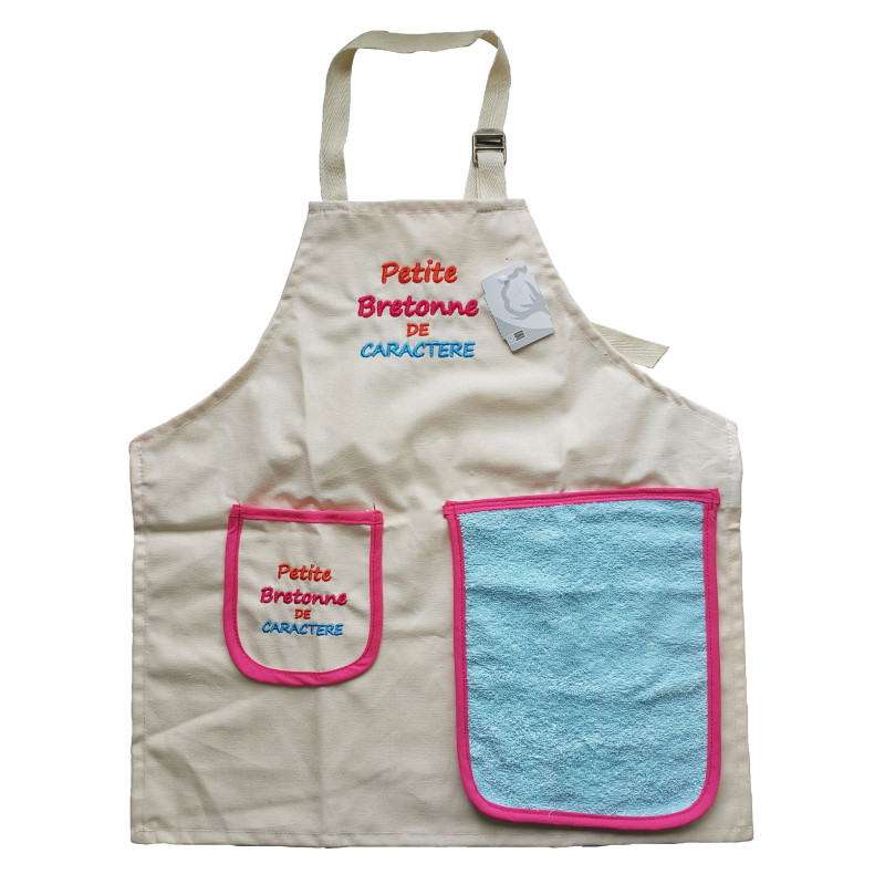 Tablier enfant "Petite Bretonne de caractère" écru