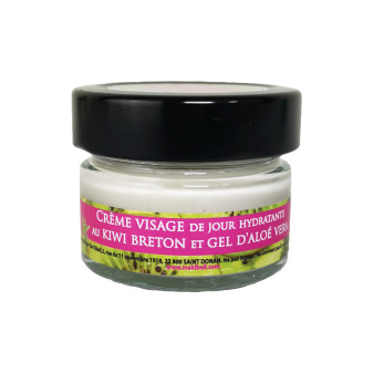 Crème visage de jour hydratante pour tous types de peaux au Kiwi breton et gel d'Aloe vera
