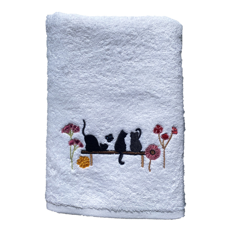 Serviette de toilette "Chats Fleurs"