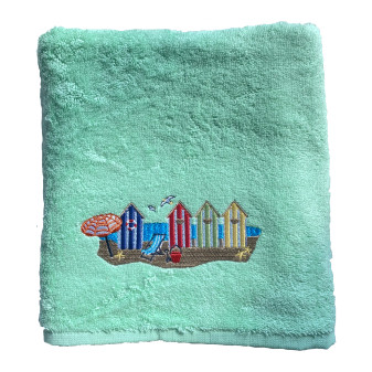 Serviette de toilette "4 Cabines Transat" VERT D'EAU