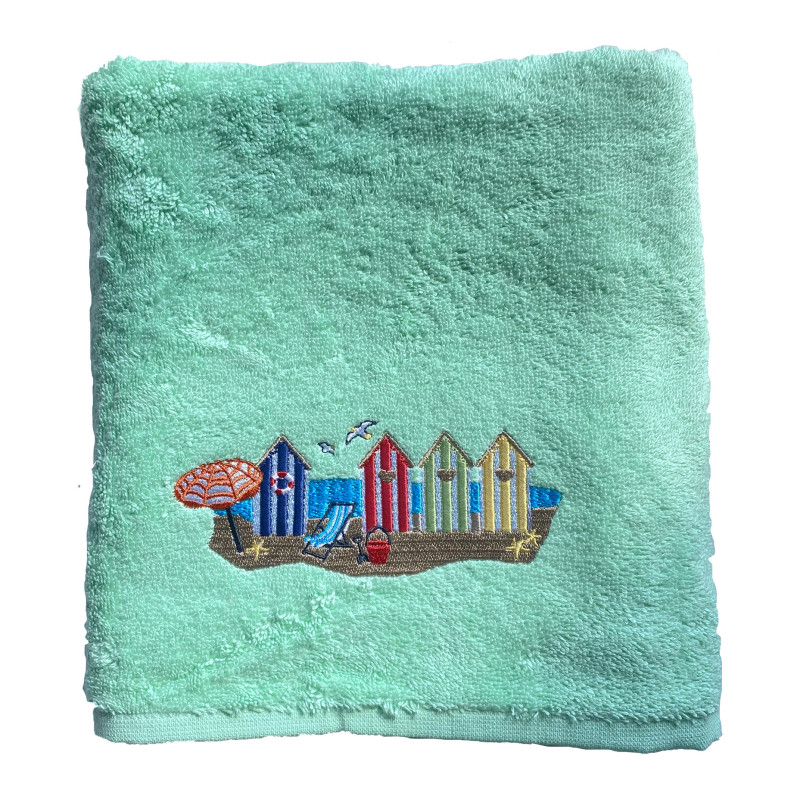 Serviette de toilette "4 Cabines Transat" VERT D'EAU