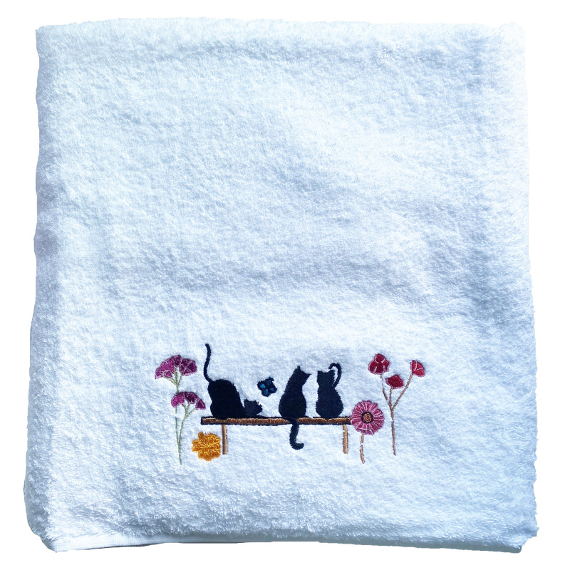 Drap de Bain "Chats Fleurs"