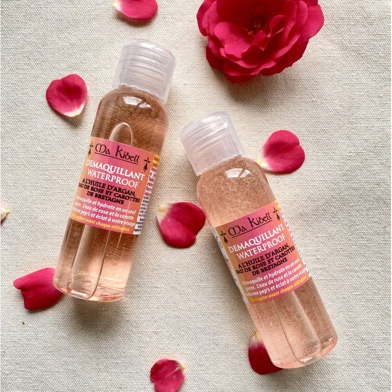 Démaquillant waterproof à l'Huile d'Argan, Eau de Rose et Carottes de Bretagne