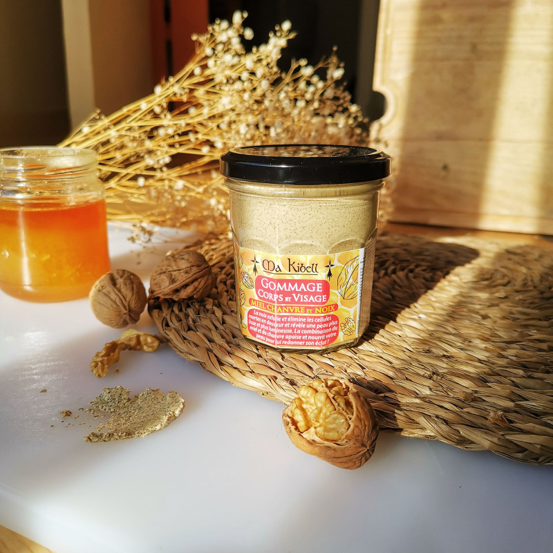 Méga Gommage Corps et Visage Miel Chanvre et Noix 200ml