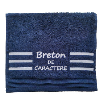 Serviette invité "Breton de caractère" bleu marine