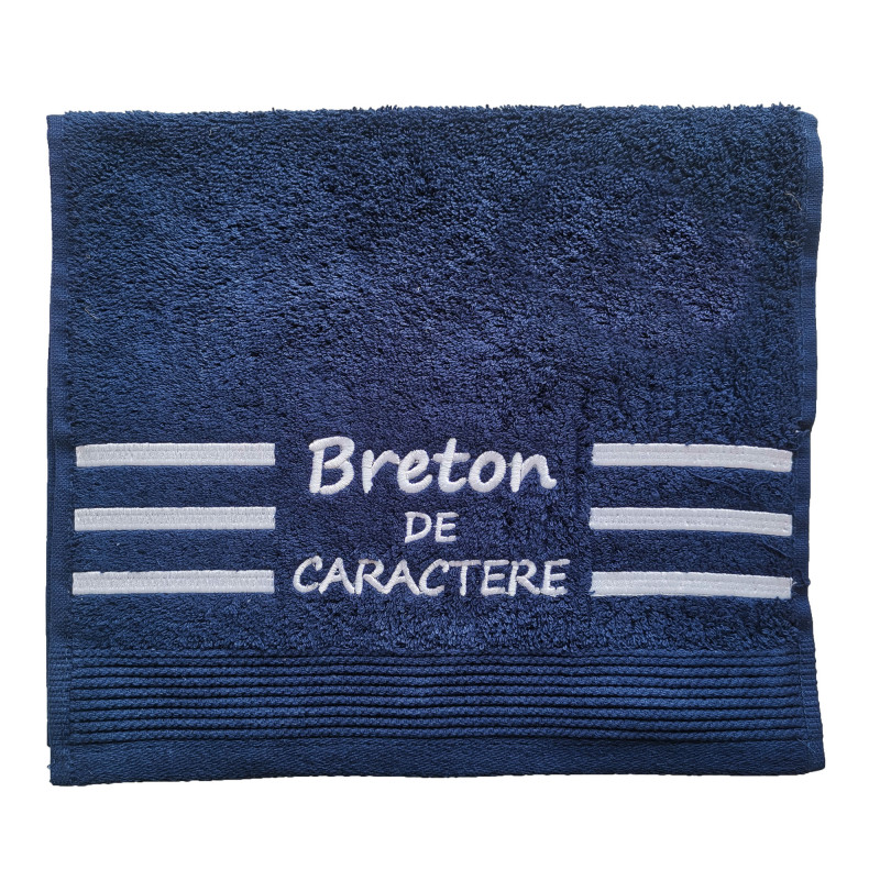 Serviette invité "Breton de caractère" bleu marine Serviette invité "Breton de caractère" bleu marine