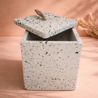 Pot à cotons effet Terrazzo