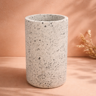 Porte brosse à dents rond effet Terrazzo bleu