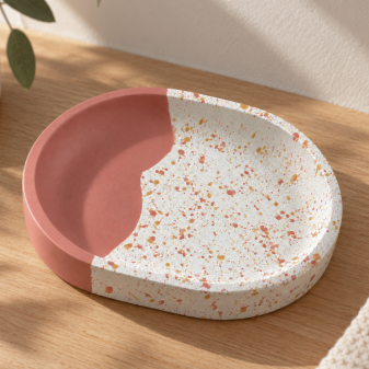 Porte savon effet Terrazzo rose bicolore